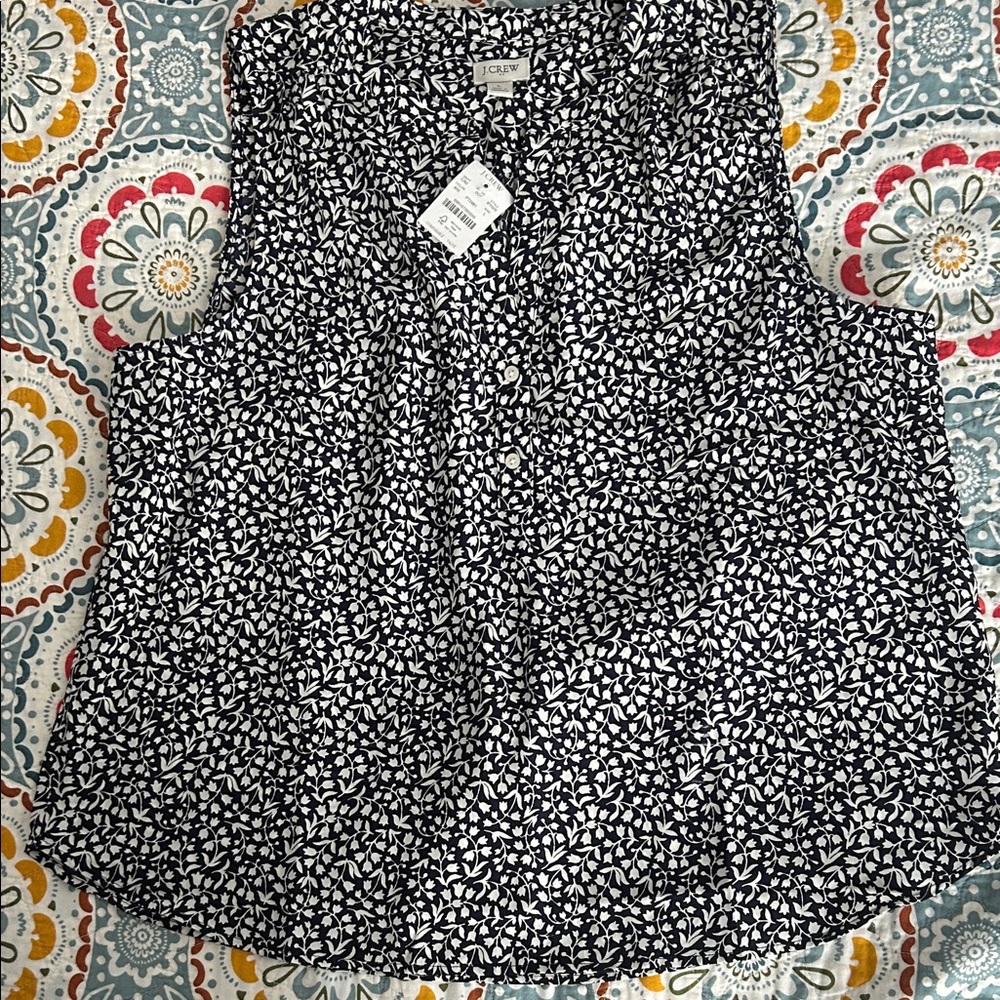 J. Crew Black and White Floral Top